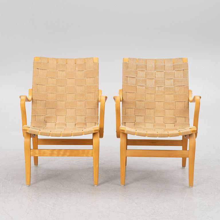 Bruno Mathsson, a pair of 'Eva', armchairs, Karl Mathsson, 1976.