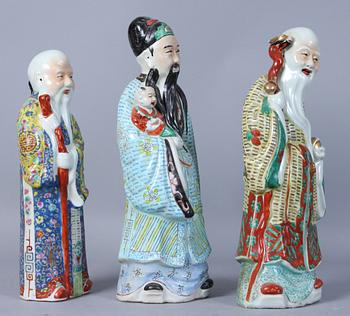 FIGURINER, 3 st, porslin, Kina, 1900-tal.