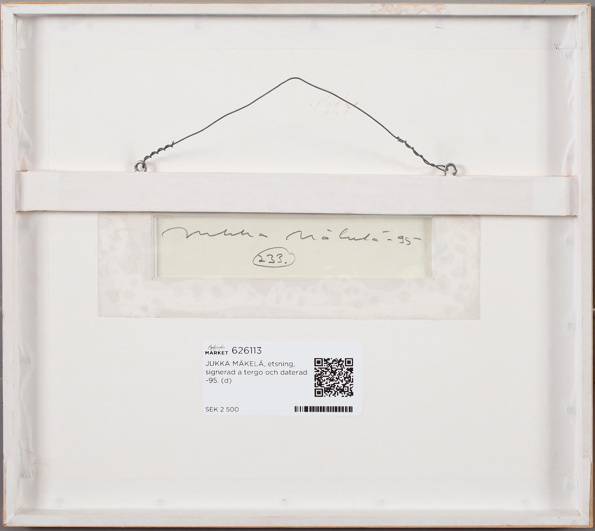 JUKKA MÄKELÄ, etsning, signerad a tergo och daterad -95.