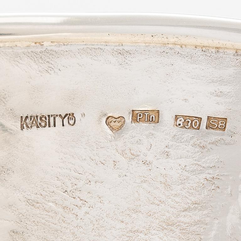 Pekka Turtiainen, a set of three silver bowls, samorodok technique, Finland 1995.