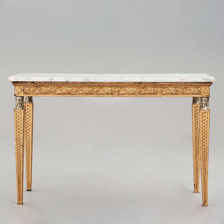 KONSOLBORD, tillskrivet Pehr Ljung (1743-1819) bildhuggare i Stockholm, Sengustavianskt.