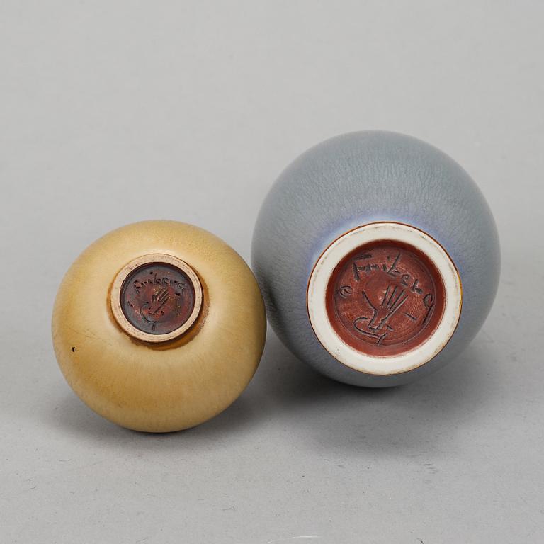 Two Berndt Friberg stoneware vases from Gustavsbergs studio.