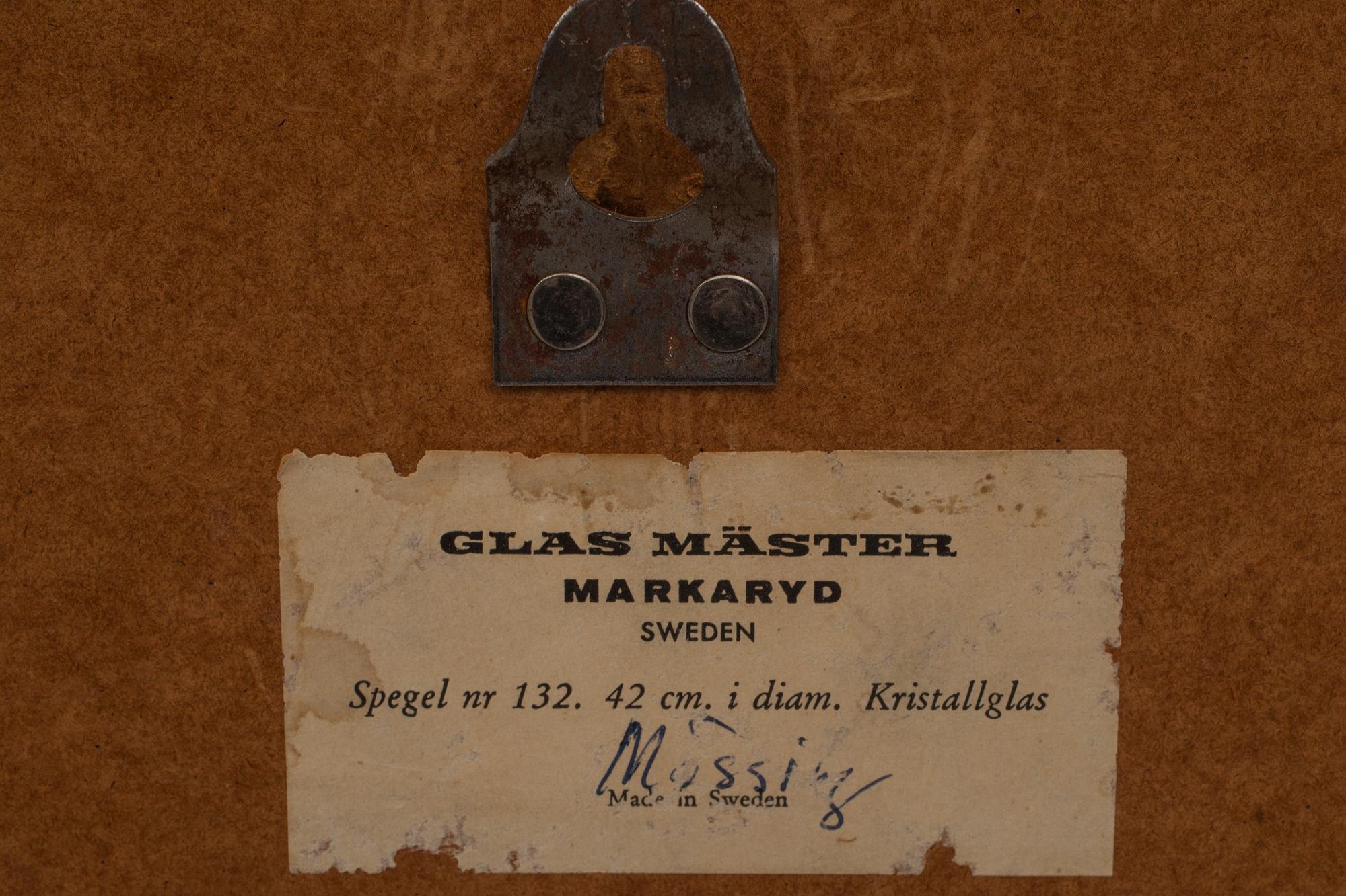 SPEGEL, kristallglas och mässing, Glasmäster, Markaryd, 1900-talets mitt.