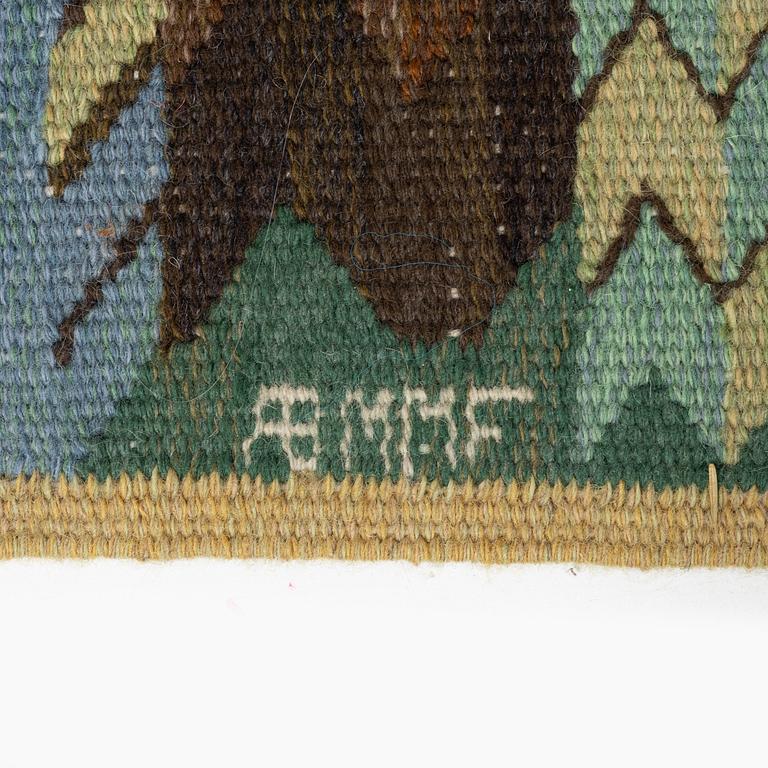 Märta Måås-Fjetterström, a 'Täppan' textile, tapestry technique, c. 22 x 47 cm, signed AB MMF.