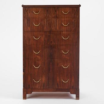 Carl Malmsten, a rare rosewood chest of drawers, Sweden, 1950s.