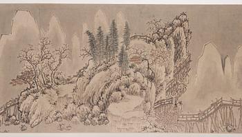 RULLMÅLNING, Shen Zhous (1427-1509) efterföljd, Qingdynastin, 1800-tal.