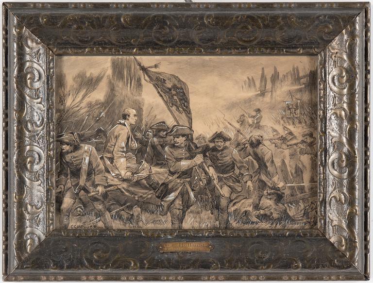 CARL GUSTAF HELLQVIST, Inkwash hightened with white, Paper on cardboard panel 22 x 33 cm. Signed.