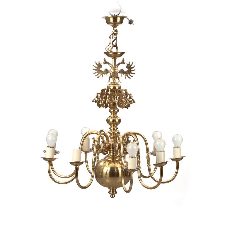 LJUSKRONA, mässing. Barockstil, 1900-tal.