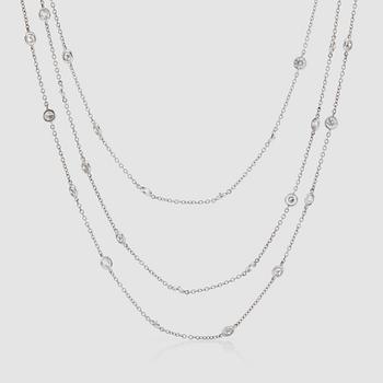 1189. A brilliant-cut diamond, 12.09 cts, necklace.