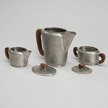 KAFFESERVIS, 3 delar, tenn, V. Lindman, Helsingfors, 1900-talets mitt.