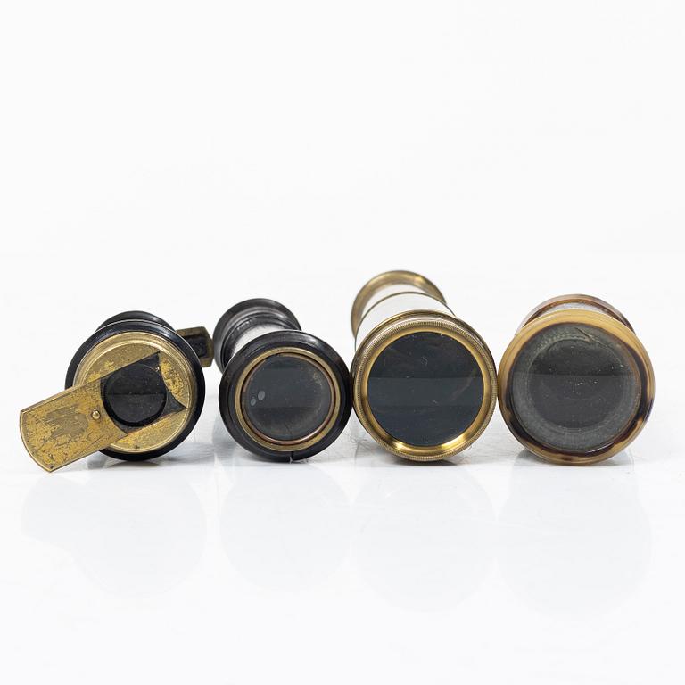 Four pocket spyglasses. 18th and 19th century.