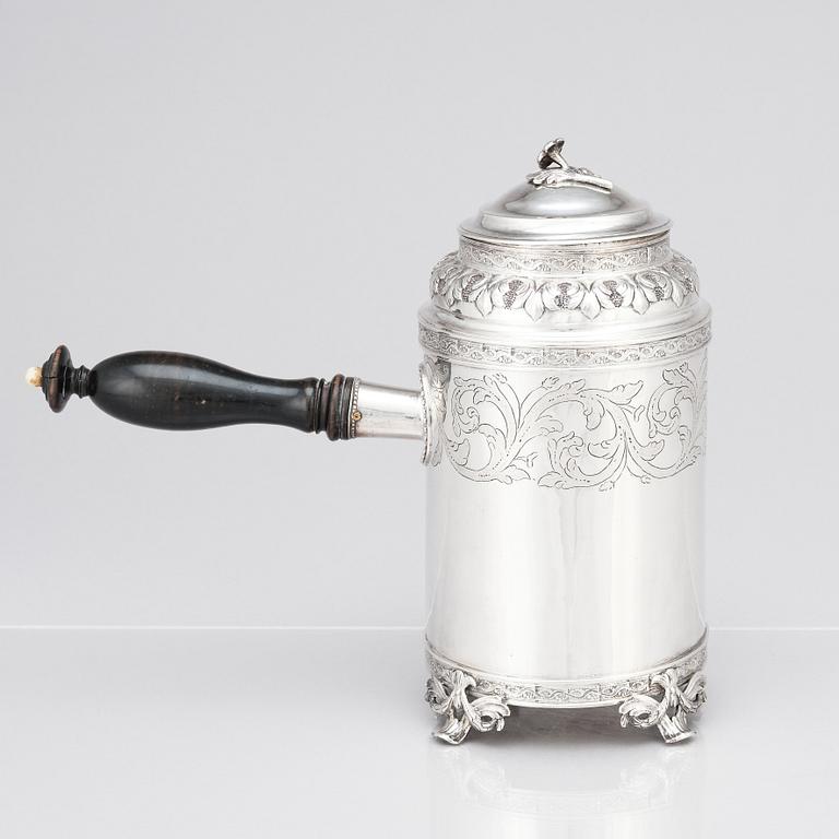 A Swedish late 18th century silver coffee pot, mark of Peter Pihl, Västervik 1798.