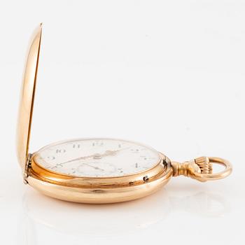 IWC, pocket watch, hunter, 14K gold, 52 mm.
