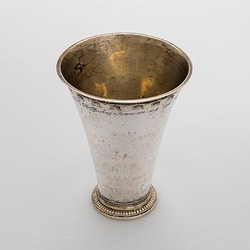 An 18th-century parcel-gilt silver cup, maker's mark of Nils Trybom, Linköping, Sweden 1760.