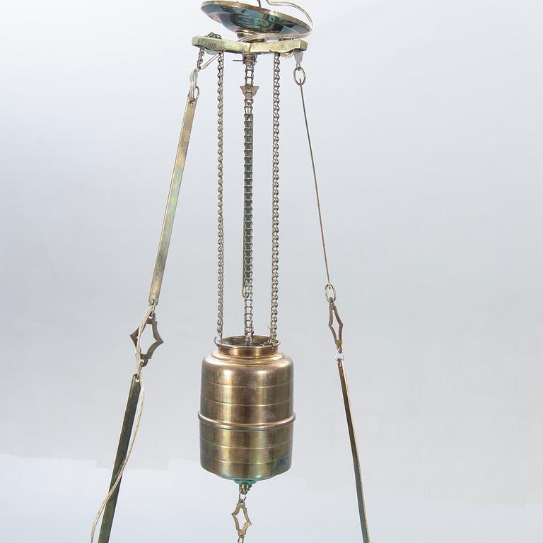 A Jugend brass ceiling lamp.