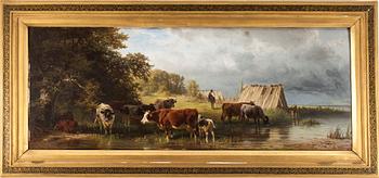 FRIEDRICH JOHANN VOLTZ, oil on reinforced panel, signed Fr. Voltz and dated München 1873.