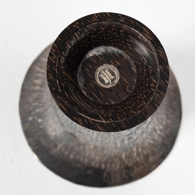 John Hardy,  a sterling silver beaker, with hardwood.