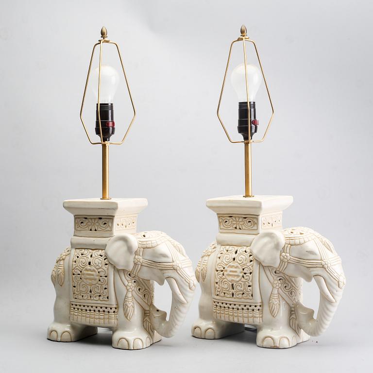 A pair of ceramic table lamps, second part of the 20th century.