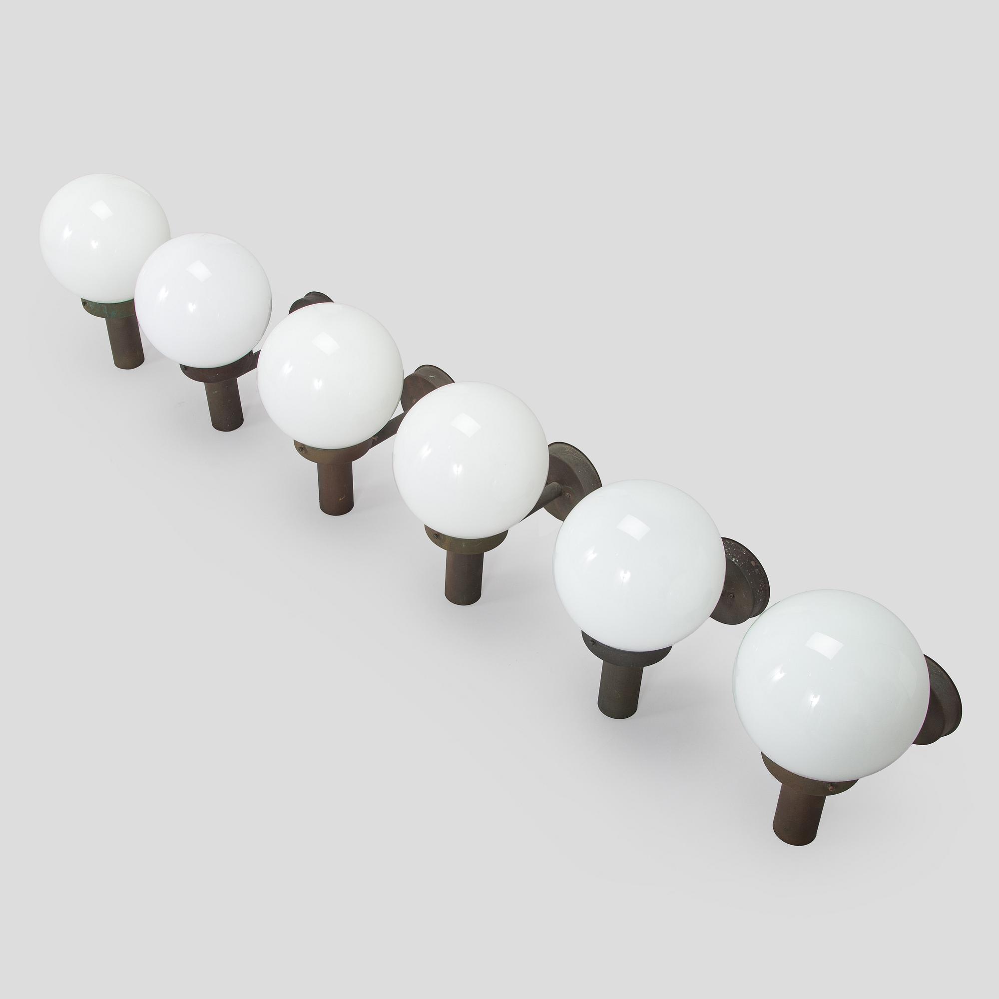 Lisa Johansson-Pape, A set of six of 1970s outdoor wall lights '140-015' for Stockmann Orno.