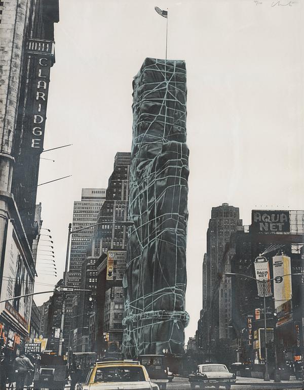 Christo & Jeanne-Claude, "Allied Chemical Tower packed, Project for 1 Times Square, New York", from; "(Some) Not Realized Projects". (2).