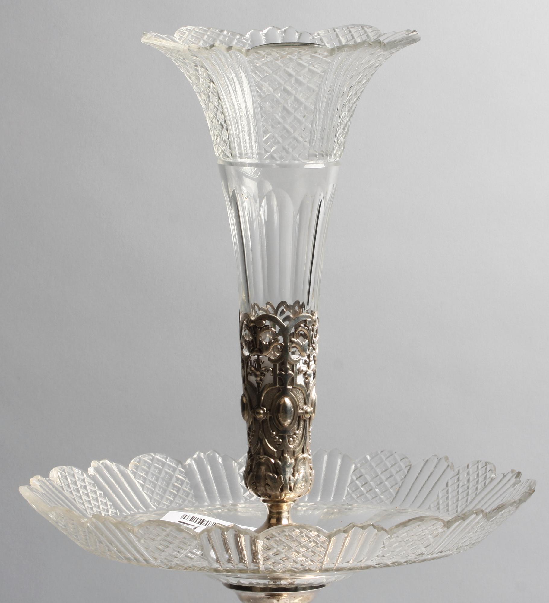 BORDSUPPSATS, nysilver/glas, nyrenässans, 1800-talets senare hälft.