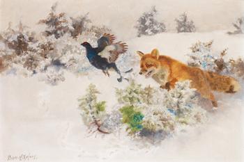 25. Bruno Liljefors, Winter landscape with Fox and Black Grouse.