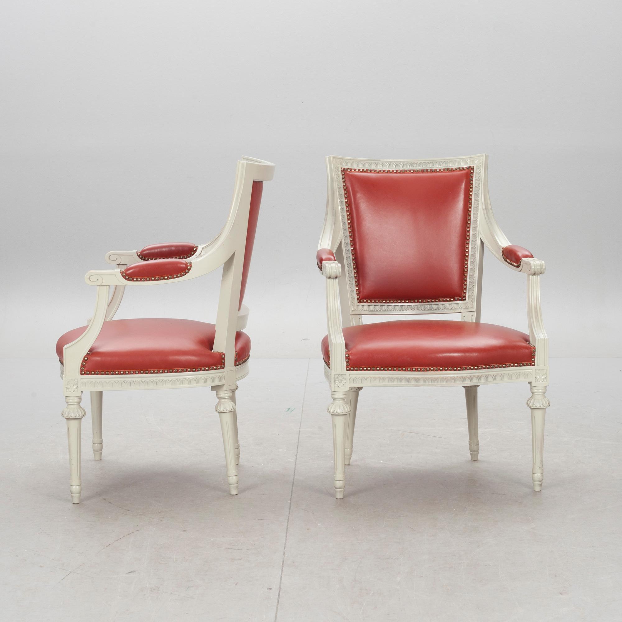 KARMSTOLAR, ett par, gustaviansk stil, 1900-tal.