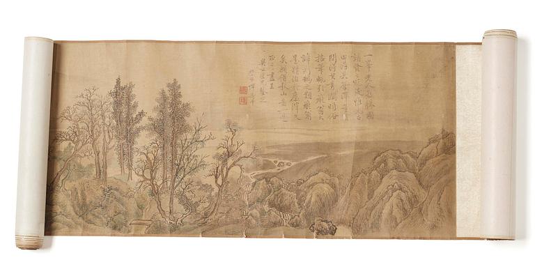 Yun Shouping (Nantian), attributed to, A Chinese scroll painting, attributed to Yun Shouping,  惲壽平; 1633 – 1690).