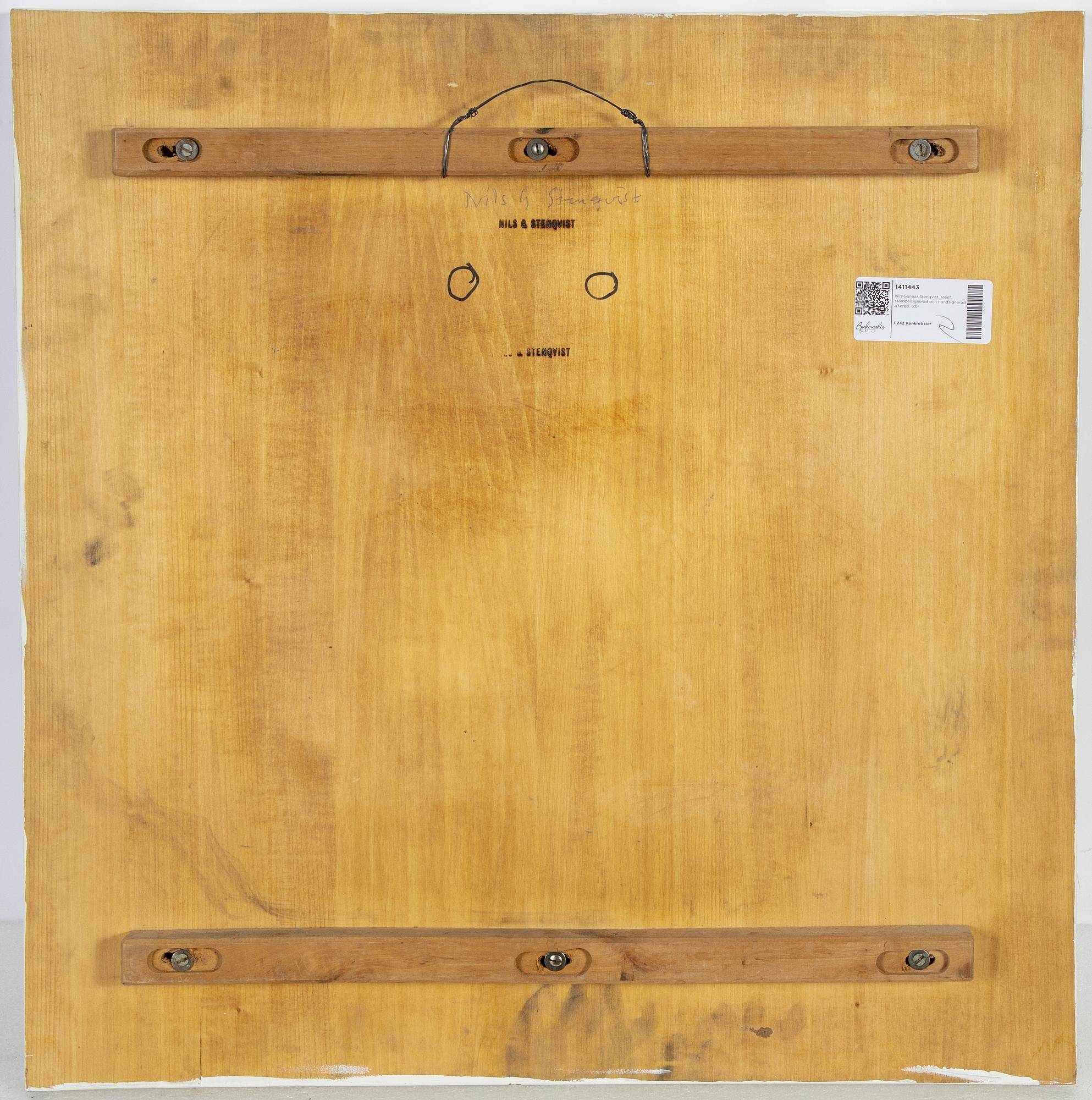 Nils Gunnar Stenqvist, wood relief, signed with stamp and handsigned verso.