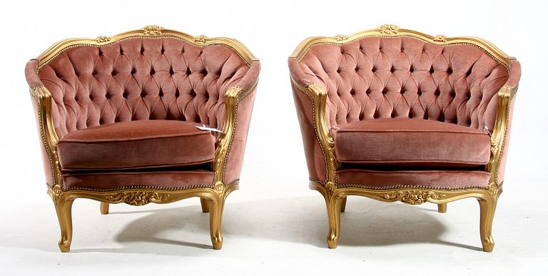 SALONGSGRUPP, 3 delar, rokokostil, 1900-tal.