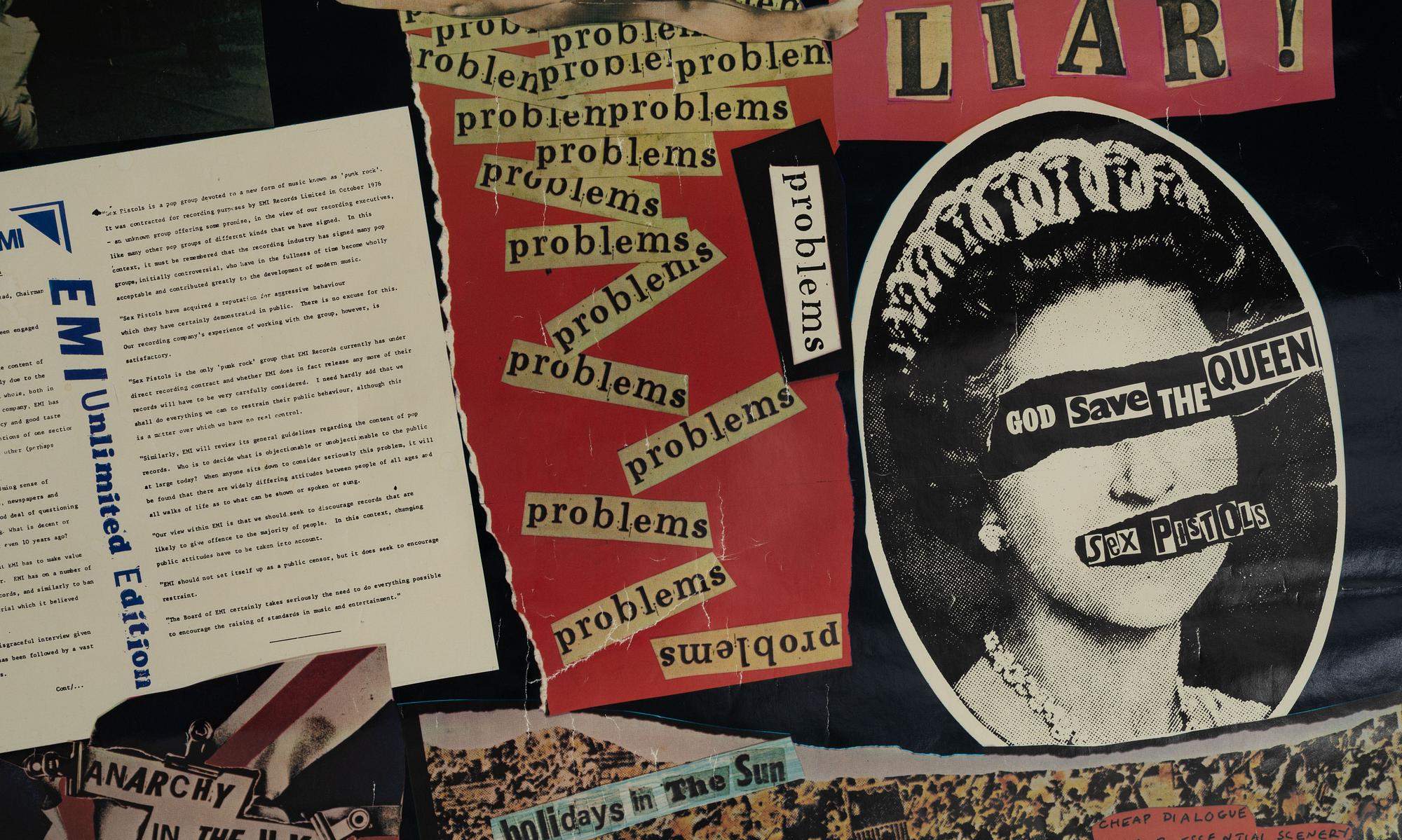 John Varnom & Jamie Reid, poster, "Never Mind The Bollocks Here’s The Sex Pistols", Virgin Records Ltd, 1977.
