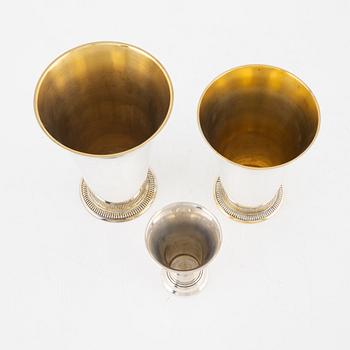 Bägare, 3 st, silver, Stockholm 1946-48.