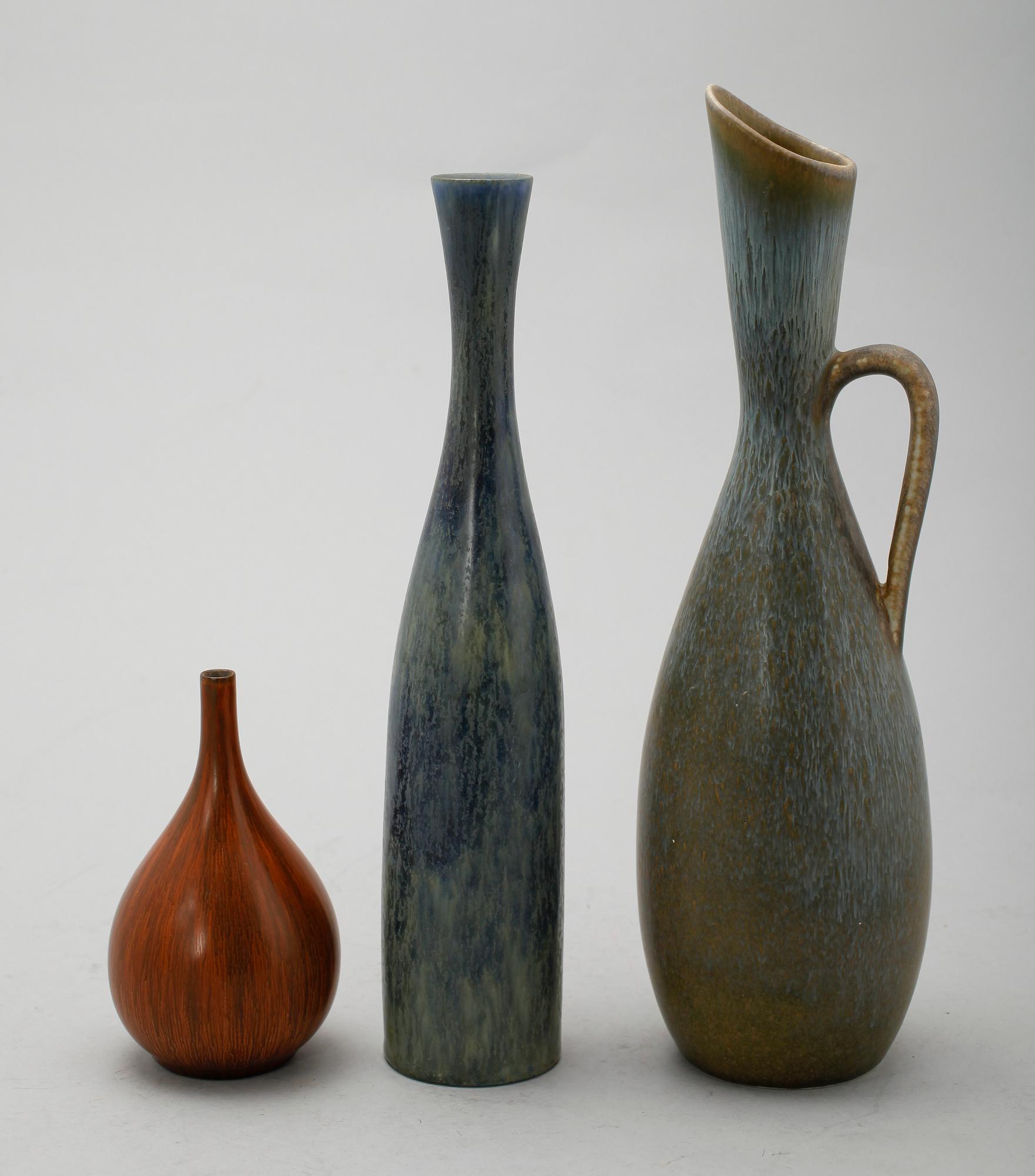 KANNA samt VASER, 2 st, stengods, Carl Harry Stålhane, Rörstrand.