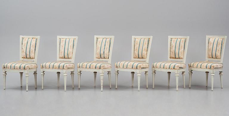 A set of six late Gustavian chairs by E. Ståhl (master in Stockholm 1794-1820).