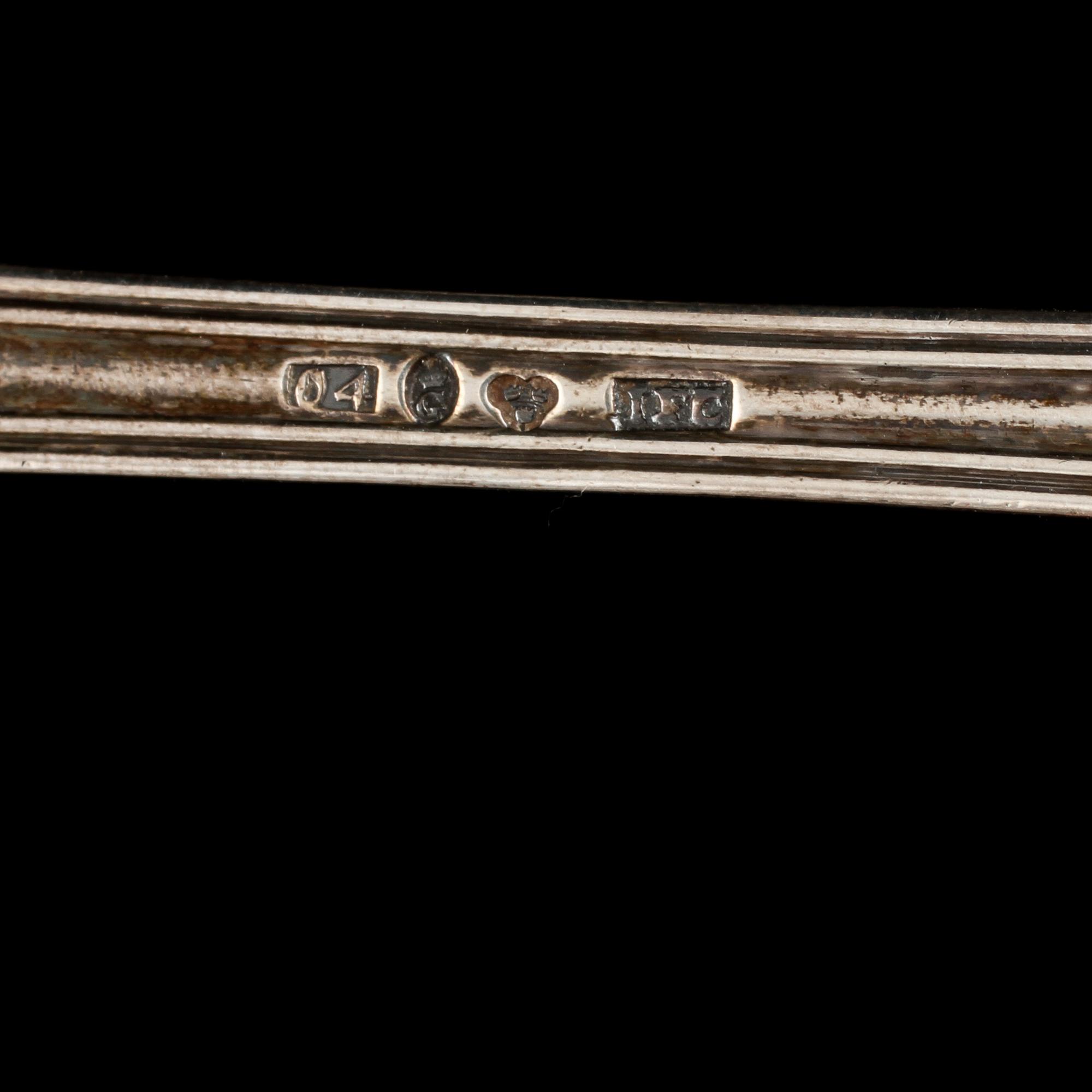 PARTI SILVER, 6 delar, 1800/1900-tal. Vikt 155 g.