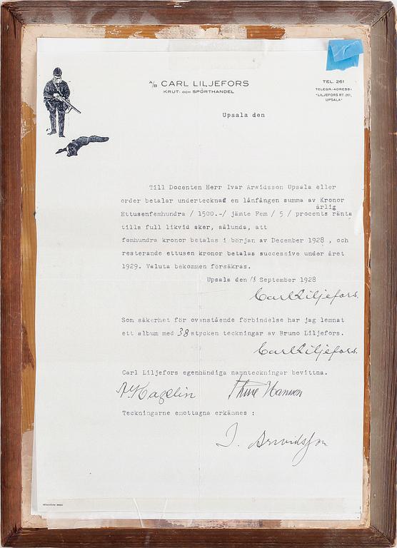 BRUNO LILJEFORS, blyertsteckningar 3 st, sign.