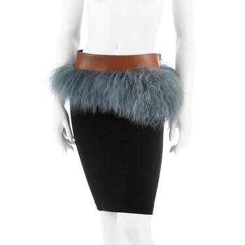 671. ACNE, black jersey and colored lamb shearling, size 34.