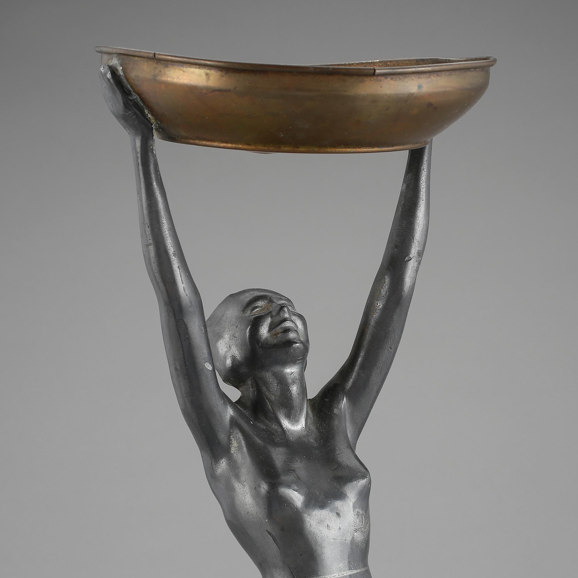 SKULPTUR, tenn och metall, art deco, 1900-talets första hälft.