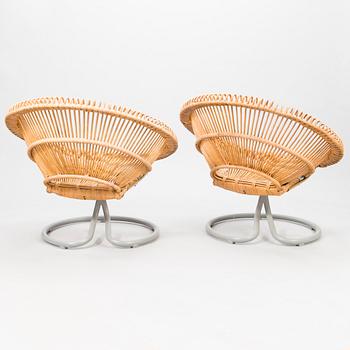 A pair of 'Rondo' rattan easy chairs from Göte-Möbler AB, 1960's.