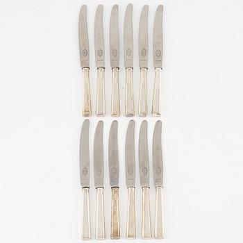 Twelve silver knives, Carl Gustaf Hagbeck, Stockholm, 1806 (one 1830).