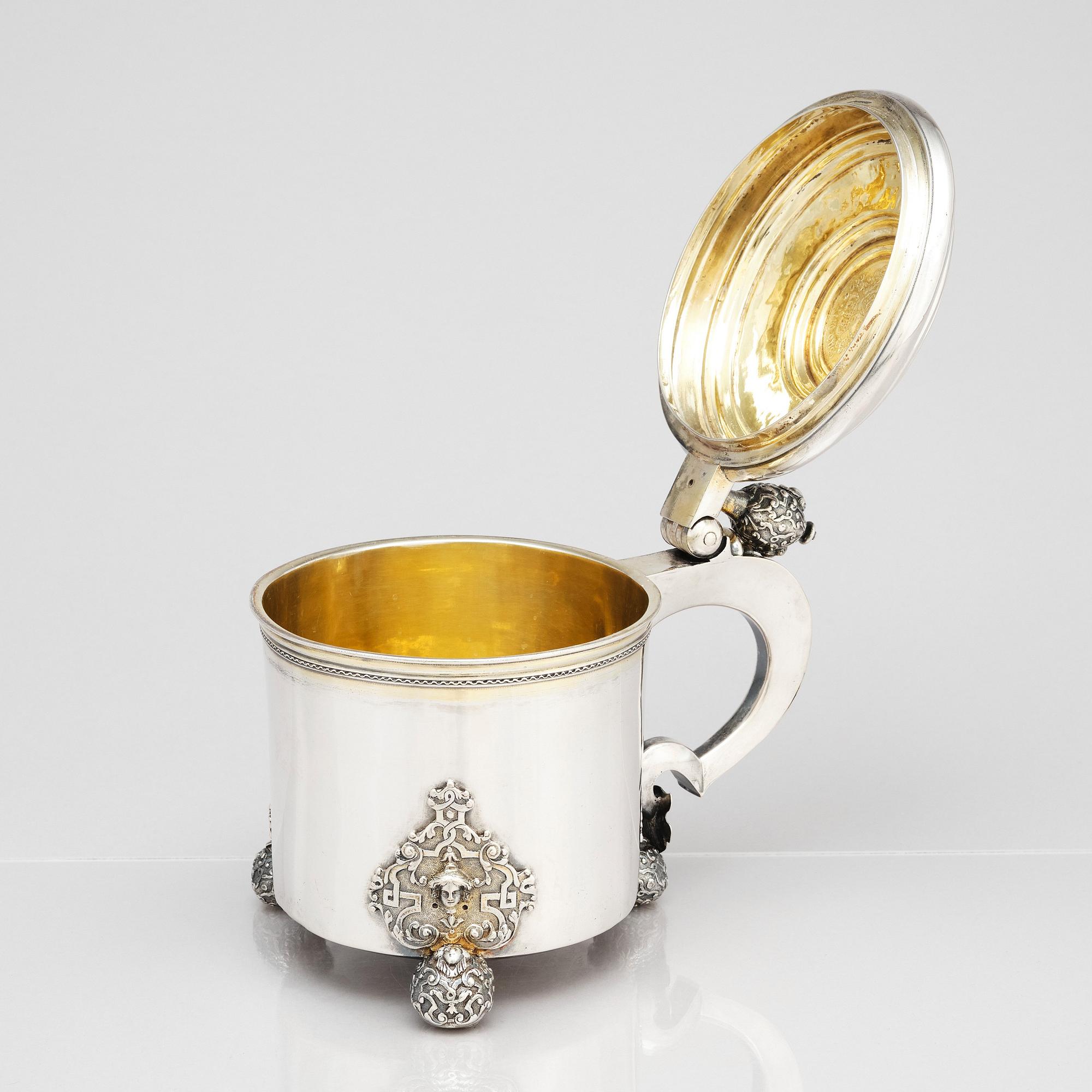 Niclas Warneck, dryckeskanna, silver, Karlstad 1736. Barock.