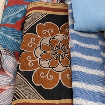 A group of nine Japanese textiles, silk and brocade, first half of the 20th century.