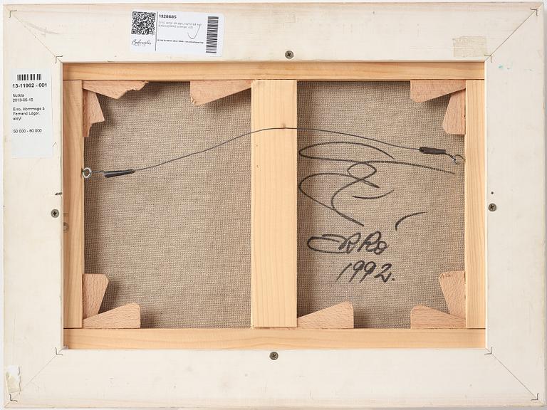 Erró, acrylic on canvas, signed and dated 1992 verso.