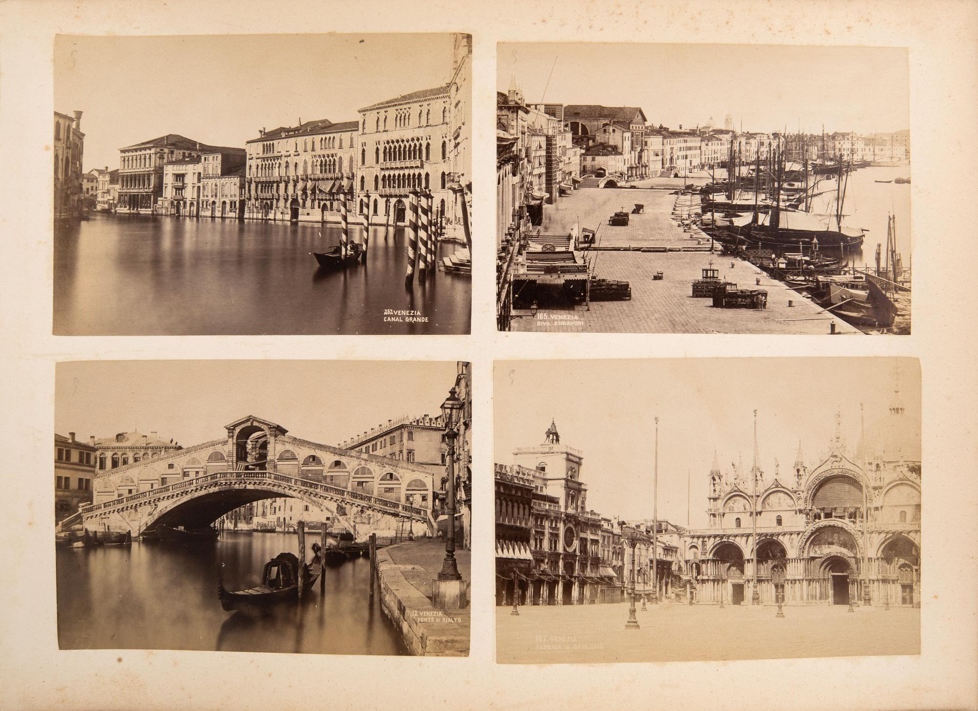 Photographs 11 sheets Italy including Milan and Venice around 1900.