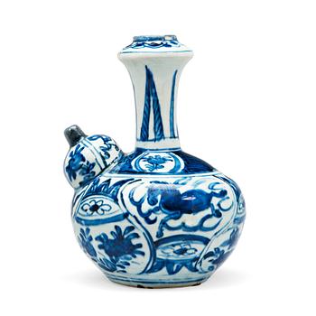 961. A blue and white kendi, Ming dynasty, Wanli (1572-1620).