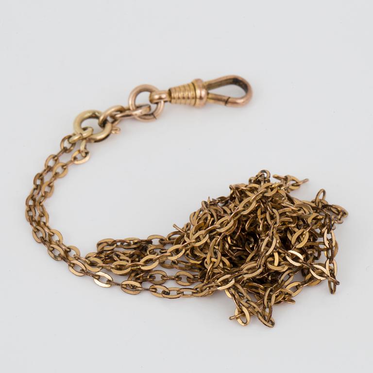 DAMFICKUR, 14 k guld, omkring 1900. Vikt ca 40 g.