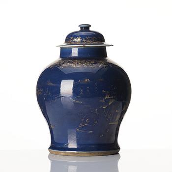 A 'powder blue' jar with cover, Qing dynasty, Qianlong (1736-95).