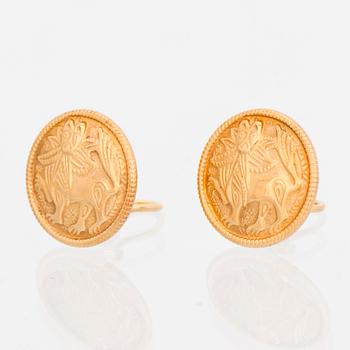 A PAIR OF EARRINGS, "Sun lion", 18K gold. Kalevala Koru 1998.