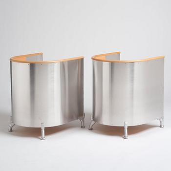 Mats Theselius, a pair of 'Aluminium' easy chairs, Källemo, Sweden, post 1990.