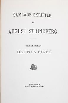 BÖCKER: August Strindbergs Samlade Skrifter, Bonniers förlag, 1900-talets första hälft, 55 volymer.